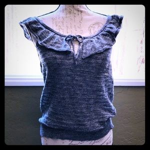 AE Ruffled Neck Sleeveless Summer Cotton Sweater